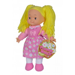 Papusa flower dolly din material textil 38cm cu parul galben - Img 1