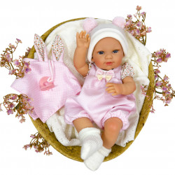 Papusa Nines D'Onil, Dou Dou, bebelus RN, cu hainute roz, cu jucarie, cu miros de vanilie, 37 cm - Img 1