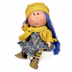 Papusa Nines D'Onil, Mia, cu parul albastru, cu articulatii, cu miros de vanilie, 30 cm - Img 11