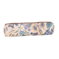 PENAR TIP ETUI ROTUND OXFORD PIELE NATURALA FLORAL BEJ/ALBASTRU