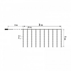 Perdea luminoasă - 100 micro-LEDuri - alb rece - 3 x 1 m - 230V - cu telecomandă - Img 3