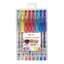 Pixuri cu sclipici parfumat, cu manere moi, Best Friends, 8 culori (blister)