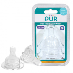 PUR 3257 – SET TETINE SILICON PENTRU BIBERON CU GURA LARGA – MARIME L, +6 LUNI, 2 BUC