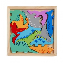 PUZZLE DIN LEMN CU DINOZAURI, 12 PIESE - Img 2