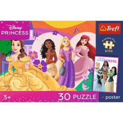 PUZZLE TREFL 30 PREMIUM PLUS KIDS DISNEY PRINCESS PRINTESE SI PRIETENIE PLUS POSTER - Img 4