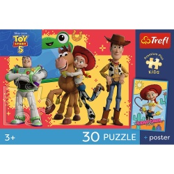 PUZZLE TREFL 30 PREMIUM PLUS KIDS TOY STORY 5 AVENTURILE CU JUCARII CU POSTER - Img 4
