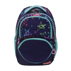 RUCSAC HERLITZ ZIPPER CUBE: ERGONOMIC, SPATIOS, POLIESTER RECICLAT REZISTENT LA APA, BRETELE AJUSTABILE, BANDA/FERMOARE REFLECTORIZANTE, MOTIV STARS