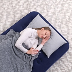 Saltea gonflabilă - single, velour - albastru - 188 x 99 x 22 cm - Img 6