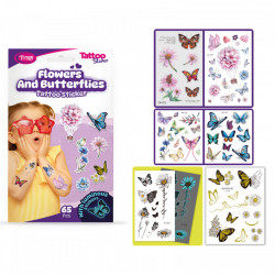 Set autocolante pentru tatuaje: fluturi și flori - 65 buc/pachet - Img 5