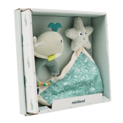 Set cadou bebe - zornaitoare si paturica moale de atasament Ocean, de la 0 luni
