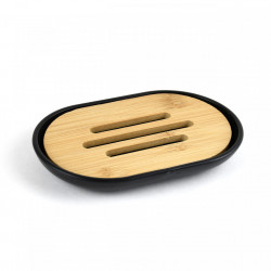 Set Elegant pentru baie format din 6 piese, ABS + lemn, culoare negru/maro - Img 3