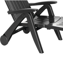 Sezlong de Plaja sau Gradina, reglabil, dimensiune 190 x 60 x 72 cm, material plastic, culoare Negru - Img 2