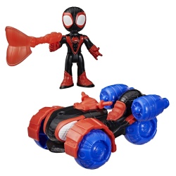 SPIDEY SI PRIETENII LUI UIMITORI MARVEL SET FIGURINA MILES SPIN MORALES SI VEHICUL TECHNO RACER 7.6CM - Img 2