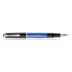 STILOU CLASSIC M205 F, CU PISTON, PENITA DIN OTEL INOXIDABIL, ACCESORII ARGINTIU LUCIOS, CORP BLUE MARBLED