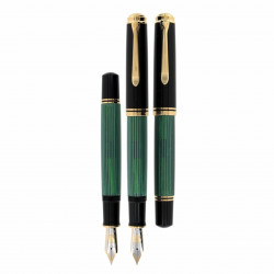 Stilou de lux Pelikan Souveran M1000 F, penita aur 18K, accesorii placate cu aur 18K, corp negru-verde - Img 4