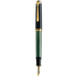 Stilou souveran m600 f,penita aur14k,accesorii placate cu aur,corp negru-verde