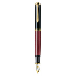 Stilou souveran m600 m,penita aur 14k,accesorii placate cu aur,corp negru-rosu