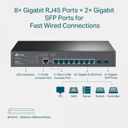 Switch TP-Link cu management L2+, 8 Porturi Gigabit, 2 x SFP Gigabit "TL-SG3210" - Img 4