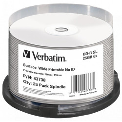 VERBATIM BD-R SL 25GB 6x Wide Print NO ID SP 25