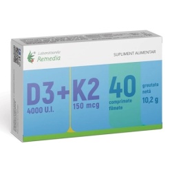 VITAMINA D3 4000UI+K2 150MCG 40CPR FILMATE