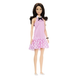 BARBIE PAPUSA BARBIE FASHIONISTAS BRUNETA CU ROCHIE ROZ IN CAROURI - Img 2