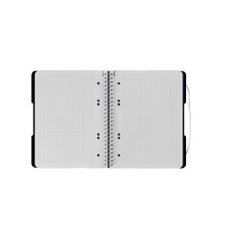 Caiet Herlitz, A5, 80 file, cu spirala, patratele, coperta pp cu elastic, 4 perforatii, negru opac - Img 2