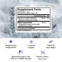Codeage Liposomal Magnesium Glycinate, Magneziu Bisglicinat Lipozomal - Formula Avansata Pentru Absorbtie Superioara, 85.20 G - Img 2