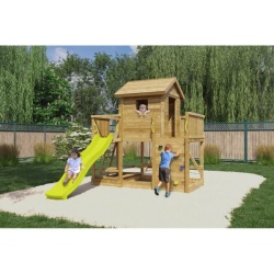 Complex de joaca din lemn Fungoo Mars cu casuta, leagane si masa de picnic 0802PK