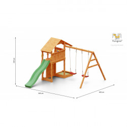 Complex joaca din lemn Smart 2 cu leagane, zid de catarat si turn Fungoo - Img 3