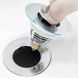 Dop scurgere chiuveta, universal, deschidere cu click, material oțel, diametru exterior 62 mm, culoare Argintiu - Img 3