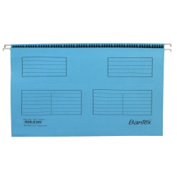DOSAR SUSPENDAT BANTEX FLEX A4, CAPACITATE 100 FILE, BAGHETA METALICA, CARTON BLUE ANGEL, INCLUDE 25 ETICHETE SI PORTETICHETE 5 CM, CULOARE ALBASTRU COBALT, SET 25