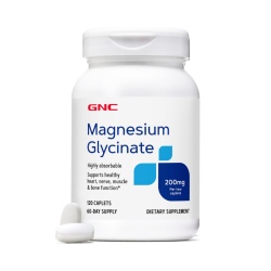 Gnc Magnesium Glycinate 200 Mg, Bisglicinat De Magneziu Pentru Relaxarea Musculara Si Sustinerea Sistemului Nervos, 120 Cps