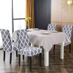 Husa universala pentru scaune clasice, model ROMB, culoare GRI + ALB - Img 5