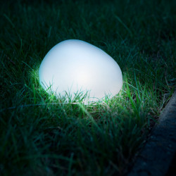 Lampa solara - forma pietricele - sticla mata - 165 x 142 x 115 mm - LED alb cald - Img 1