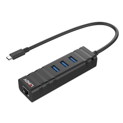 Lindy Hub USB 3.1 Type-C, USB-A + RJ45 - Img 4