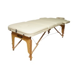 Masa de masaj pliabila, 3 zone, cadru lemn, spuma 5cm, inaltime 55-76cm, piele ecologica, dimensiuni 60x213cm, culoare Crem - Img 5
