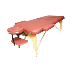 Masa de masaj pliabila, 3 zone, cadru lemn, spuma 5cm, inaltime 55-76cm, piele ecologica, dimensiuni 60x213cm, culoare Burgundy - Img 3