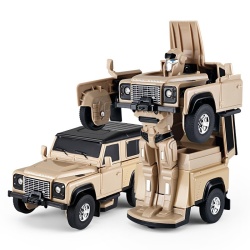 MASINUTA METALICA CONVERTIBILA LAND ROVER DEFENDER BEJ CU SCARA 1 LA 32 - Img 2