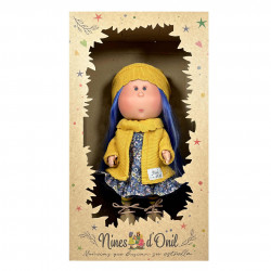 Papusa Nines D'Onil, Mia, cu parul albastru, cu articulatii, cu miros de vanilie, 30 cm - Img 12