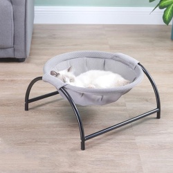 Pat de tip hamac pentru caini si pisici, cadru metalic negru si panza gri, dimensiune 45 x 42 x 23 cm - Img 2