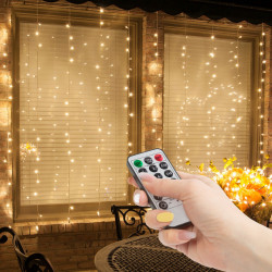 Perdea luminoasă - 100 LEDuri alb-cald - 3 x 1 m - 230V - cu telecomandă - Img 1