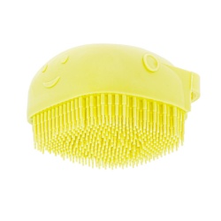 Perie din silicon cu dozator de sampon pentru spalare caini sau pisici, 7,5 x 7,5 cm, culoare galben - Img 5