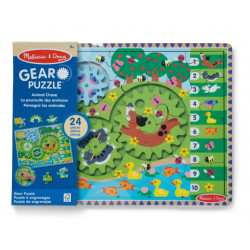 Puzzle din lemn cu rotite dintate pentru invatarea numararii prin joaca Animale vesele - Img 3