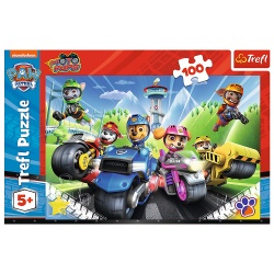 PUZZLE TREFL 100 PIESE PATRULA CATELUSILOR CATELUSII PE MOTOCICLETE - Img 3