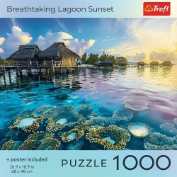 PUZZLE TREFL 1000 COLECTIA SUA APUS DE SOARE ULUITOR PE LAGUNA POSTER INCLUS - Img 3