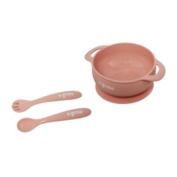 Set bol si lingurita silicon, roz,U-Grow - Img 2