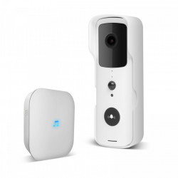 Set sonerie video Smart Wi-Fi - alimentat cu baterie - MicroSD, FHD, PIR - alb - Img 1