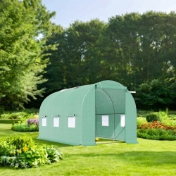 Solar de gradina, dimensiune 300x200x200cm, folie verde PE cu plasa 140g/mp UV, 1 usa, 6 ferestre, teava otel galvanizat de 19mm - Img 4