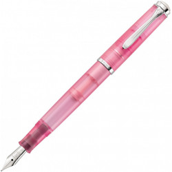 STILOU CLASSIC M205 F CU PISTON, PENITA DIN OTEL INOXIDABIL ACCESORII ARGINTII, CORP ROSE QUARTZ IN CUTIE CADOU