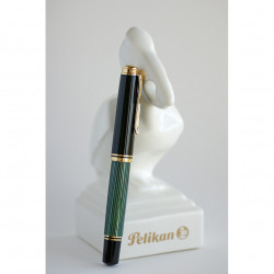 Stilou de lux Pelikan Souveran M1000 F, penita aur 18K, accesorii placate cu aur 18K, corp negru-verde - Img 5